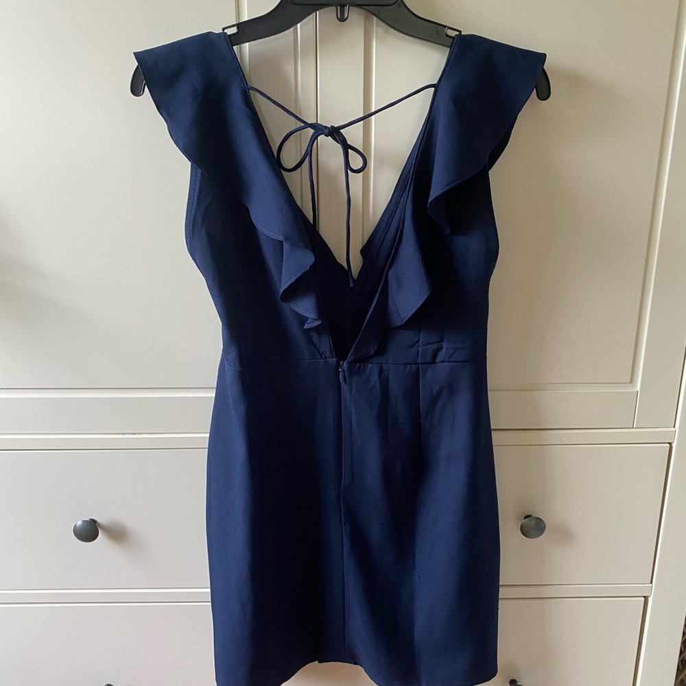 Motel Rocks Navy Ruffle Mini Dress Princess Polly Handmade Formal - Picture 6 of 10